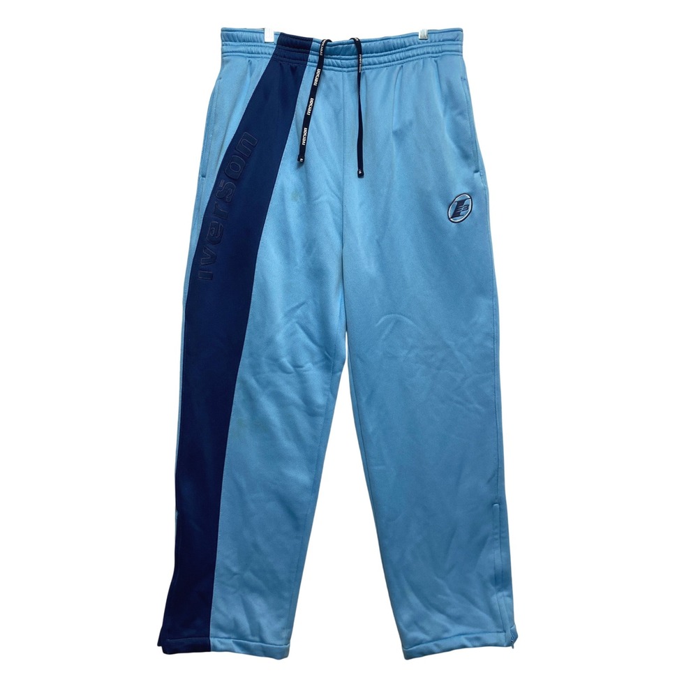 Allen Iverson Track Pants Mens M Light Blue Vintage Warm Up Ankle Zip
